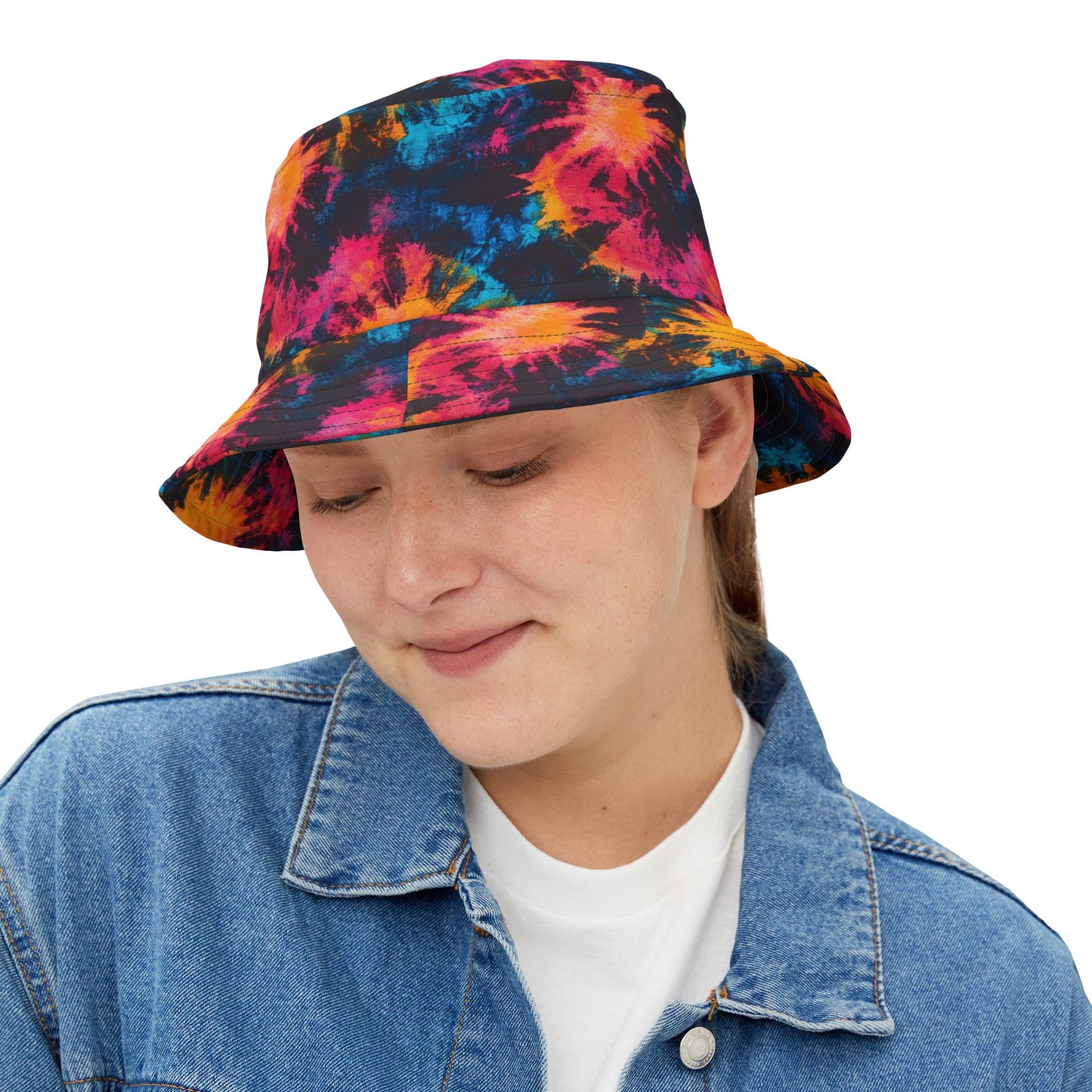 Tie Dye Bucket Hat: Sunset Spiral