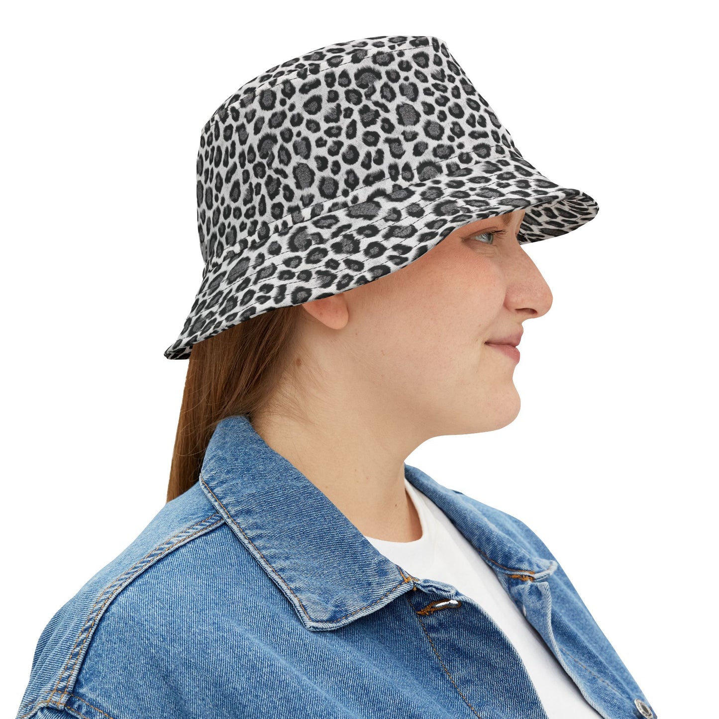 Leopard Print Bucket Hat: Alpine Shadow