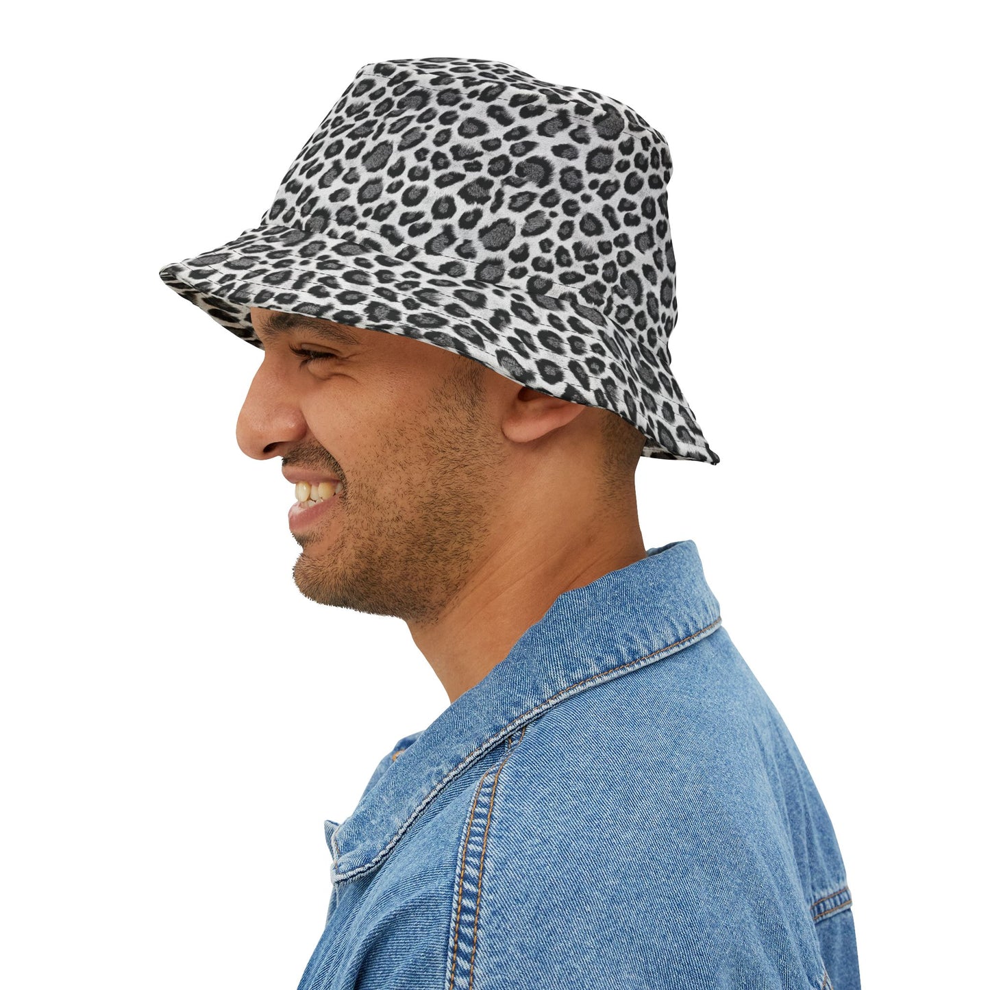 Leopard Print Bucket Hat: Alpine Shadow